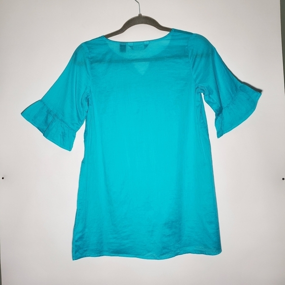 Swimsuit Cover Up Shirt- Girls- LANDS' END- Size Medium- Aqua Blue - Picture 2 of 16